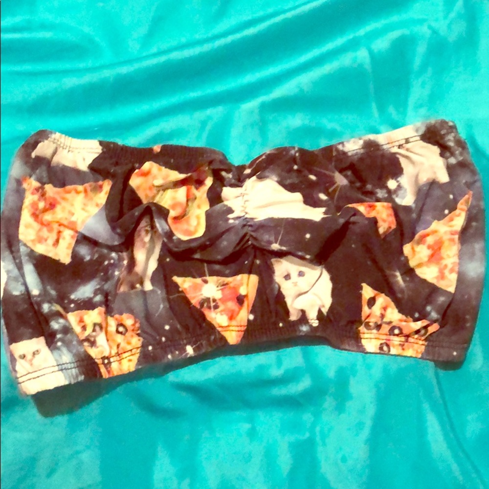 Kitten and Pizza, Galaxy Print Bandeau 🐱🍕